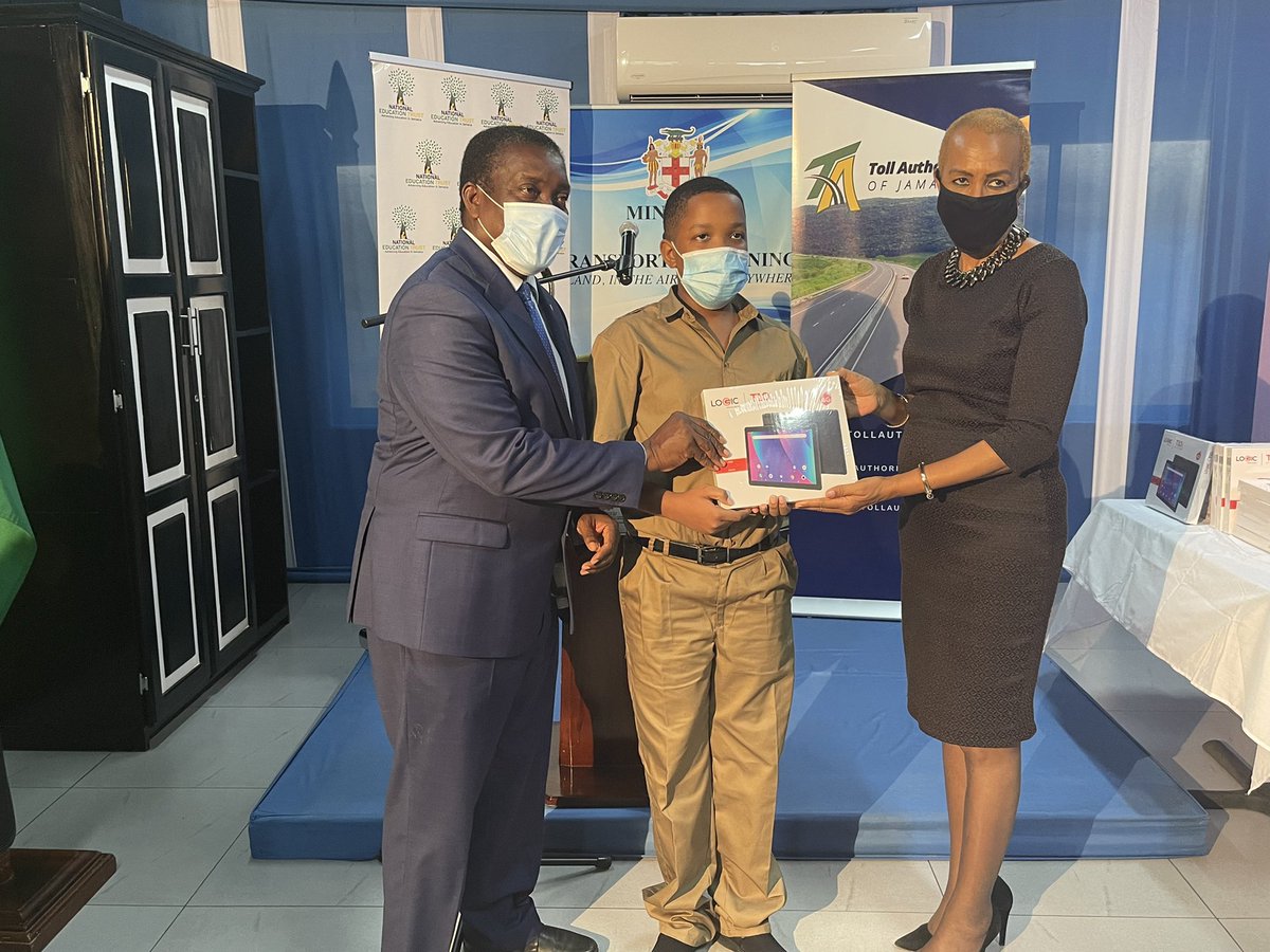 MSETTJamaica's tweet photo. Official Handover from Toll Authority of Jamaica under the One Laptop or Tablet per Child Initiative Bridging the Digital Divide at the Ministry of Transport and Mining. https://t.co/OBvokv5930