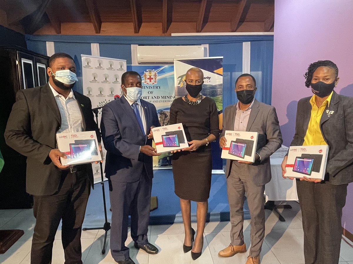 MSETTJamaica's tweet photo. Official Handover from Toll Authority of Jamaica under the One Laptop or Tablet per Child Initiative Bridging the Digital Divide at the Ministry of Transport and Mining. https://t.co/OBvokv5930