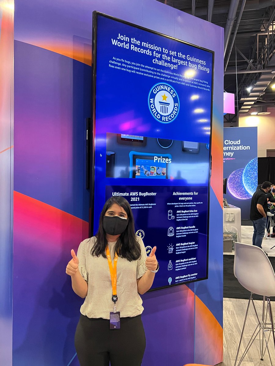 devopsdotcom's tweet photo. Want to help set a Guinness World Record? Join the #AWSBugBust #reInvent challenge! Stop by their booth to learn more. https://t.co/N4R5QZ9hvZ