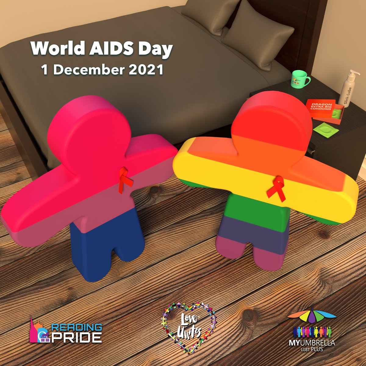 Reading_Pride's tweet photo. Today is #WorldAidsDay
Today we remember those who have passed away as a result of AIDS related illnesses and raise awareness of those who currently live with HIV/AIDS.
For more information about today, head to https://t.co/beH4XQhCT3
#RockTheRibbon #ItsNotASin #ReadingPride https://t.co/I1BePqFjja