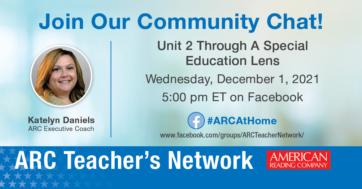 Hey Edus 🕬 

Join us on the ARC Teacher Network this Wednesday, December 1, where Executive Coach Katelyn Daniels will discuss Unit 2 from a special education lens 🕵️‍♀️

bddy.me/3lmOHlW