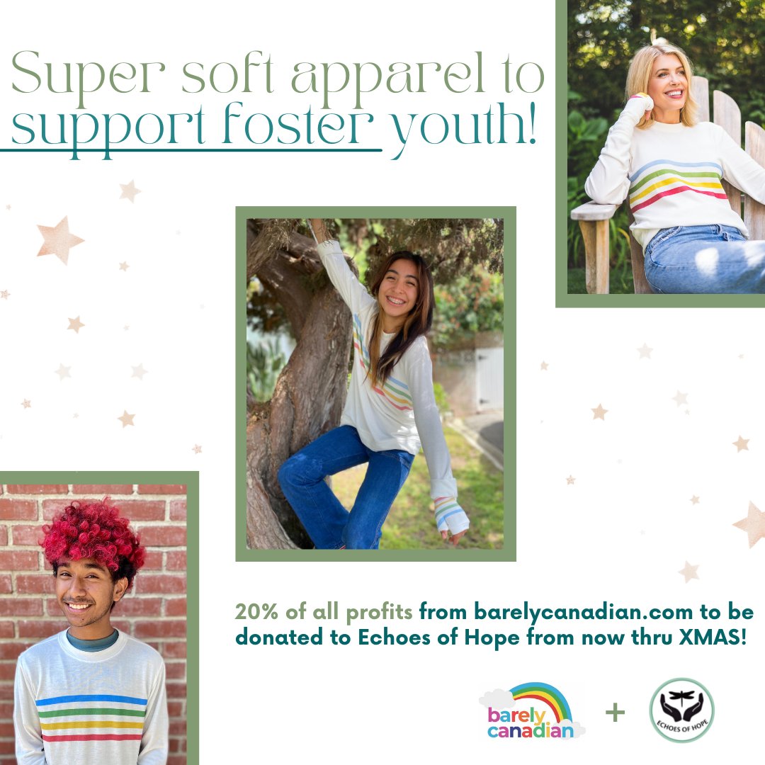 💚 Happy Giving Tuesday! We're teaming up with our friends at Barely Canadian to offer you a very special deal - 20% of the proceeds of all purchases thru their site will go to EOH youth! barelycanadian.com