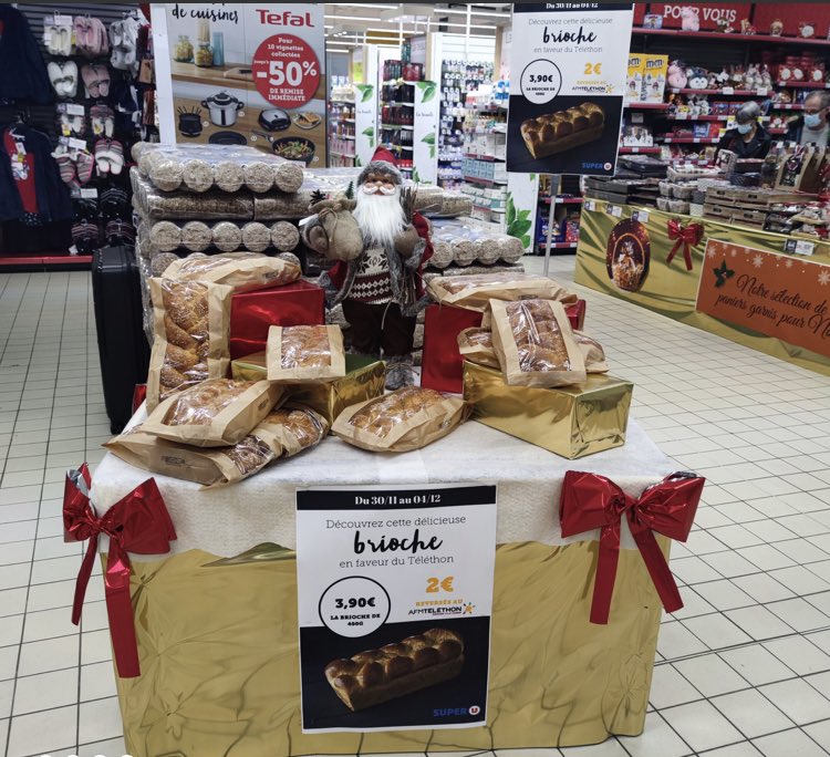 Jusqu’au 4 décembre, dans votre SUPER U <a href="/pipriac/">SUPER U Pipriac</a> , achetez une brioche maison confectionnée par nos boulangers, 2€ seront reversés au #Telethon2021 ! 
Une gourmandise tout en faisant une belle action ☺️
À très vite ! ☺️👍🏻😉
#telethon #don @ULesCommercants