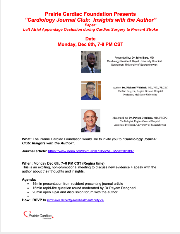KarenHo_Cares's tweet photo. Come join @RichardWhitloc2 @dehghani_payam and Dr. Idris Bare in a discussion on the recent LAAOS III trial! #cardiojc #idrisneedstwitter https://t.co/YNteTr7xVL