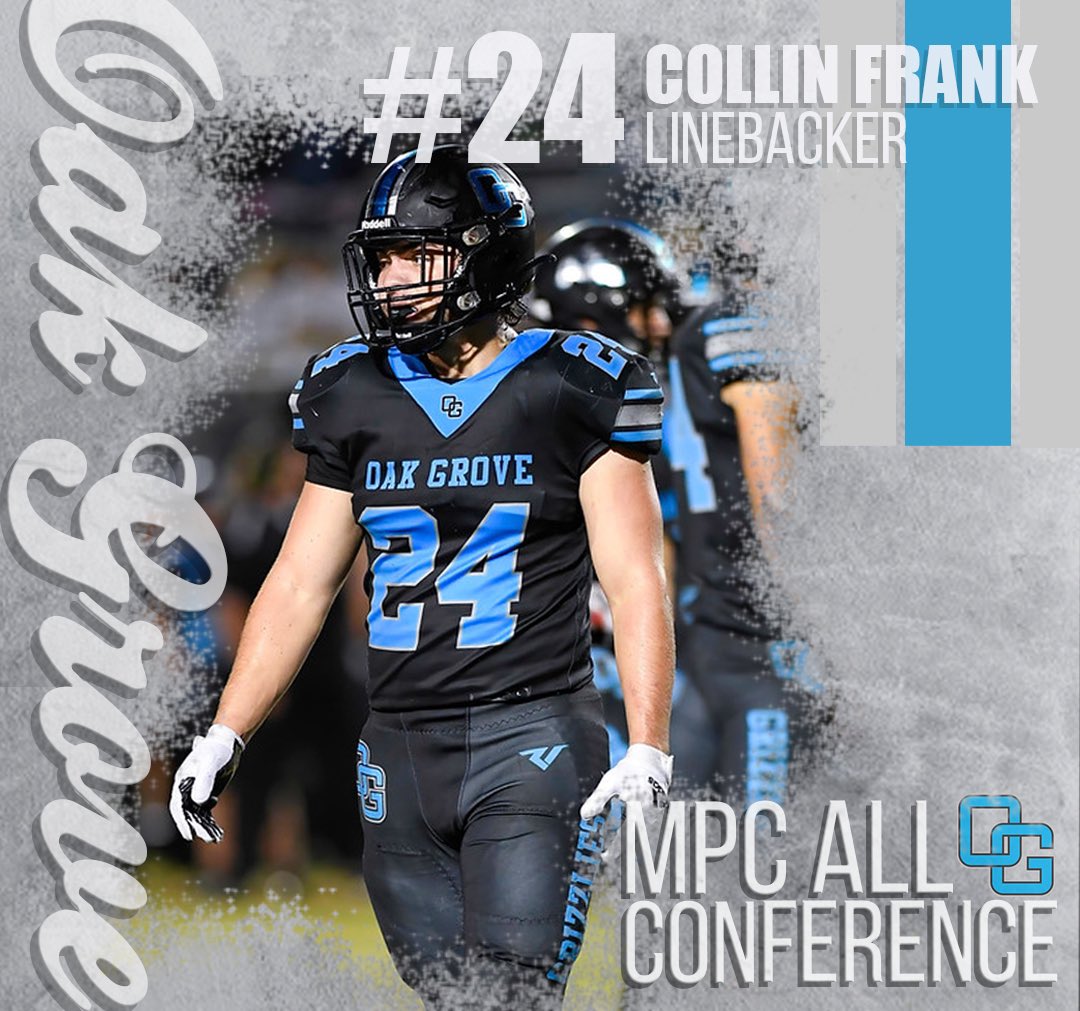 OakGroveGrizzFB's tweet photo. Congratulations to @CollinFrank24 for being named to the MPC All-Conference Team

#BearDown #BeOG https://t.co/k0PEE3bNHf