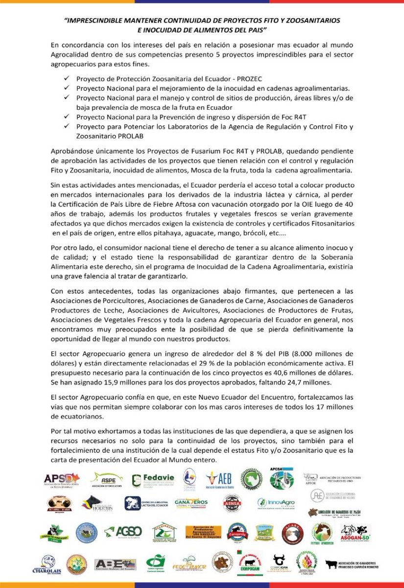 <a href="/ftabacchir/">Francesco Tabacchi</a> <a href="/LassoGuillermo/">Guillermo Lasso</a> <a href="/AgriculturaEc/">Agricultura, Ganadería y Pesca Ecuador 🇪🇨</a> <a href="/PedroAlavaEc/">Pedro Álava</a> <a href="/AgrocalidadEC/">Agrocalidad</a>