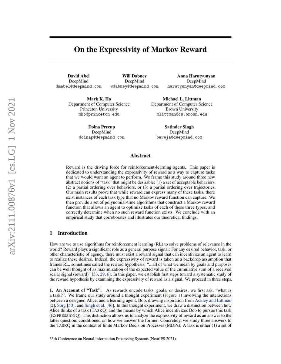 On the Expressivity of Markov Reward