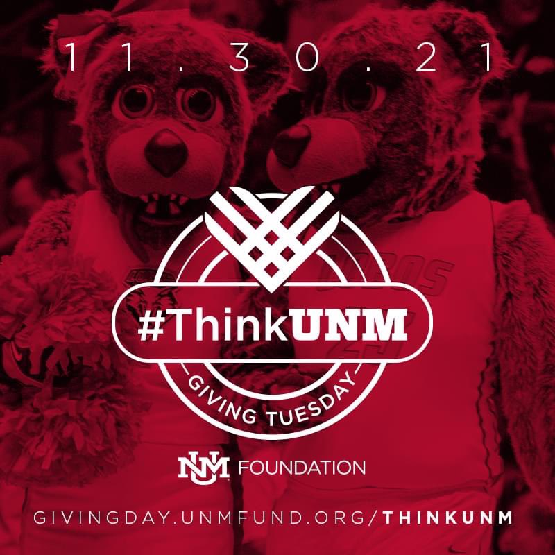 UNMFund's tweet photo. Five reasons to give to @UNM for #GivingTuesday:
1. Provide scholarships
2. Elevate the student experience
3. Enhance academic programming
4. Strengthen our community, state, and student futures
5. Invest in New Mexico
https://t.co/NXlILLpCPE
#thinkUNM #GivingTuesdayNM https://t.co/ZR7UGqyNKT