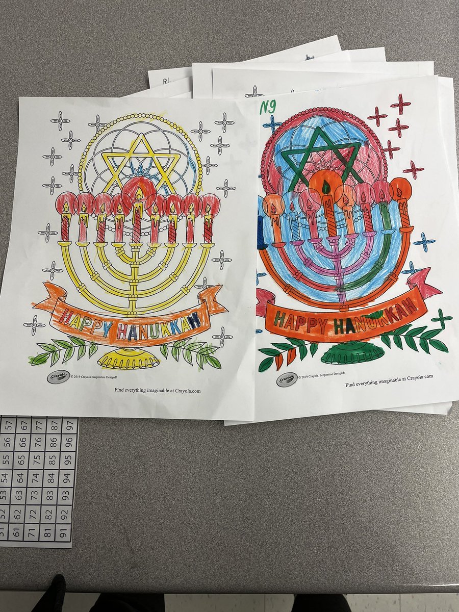 AHedmann's tweet photo. Tiny snowman ⛄️ and 🕎 Hanukkah art by students in room 105. Art and outdoor education @ValleyParkMS https://t.co/8tv78XIagA