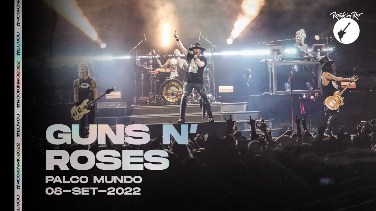 tracklist's tweet photo. 🚨 Guns N’ Roses e Djavan também foram confirmados na edição de 2022 do Rock in Rio!

Os artistas se apresentarão no Palco Mundo durante os dias 8 e 10 de setembro, respectivamente. https://t.co/fmHPobvoOV