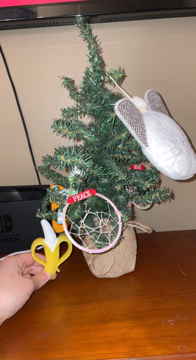 princess_halie's tweet photo. Banana for scale 🍌🎄

Love our tiny tree! More decorations soon! https://t.co/EJaM3clnWL