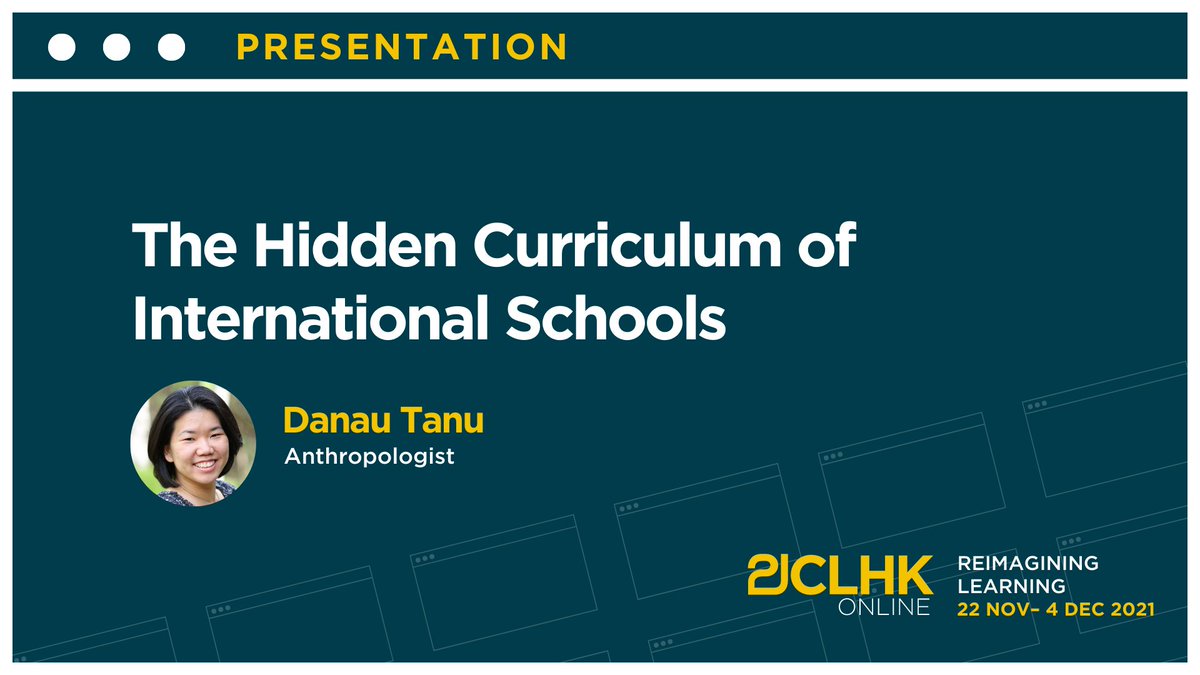 21cli's tweet photo. Keynote: "The Hidden Curriculum of International Schools" with @danautanu coming up in 30m at #21CLHKOnline #curriculum #deij #intschool https://t.co/N47K3rGI2P