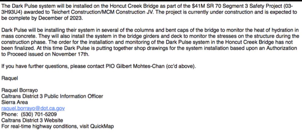 DennisMOLeary's tweet photo. Thank you for@posting this official communication from CALTRANS $DPLS https://t.co/VUEfI4xQmD