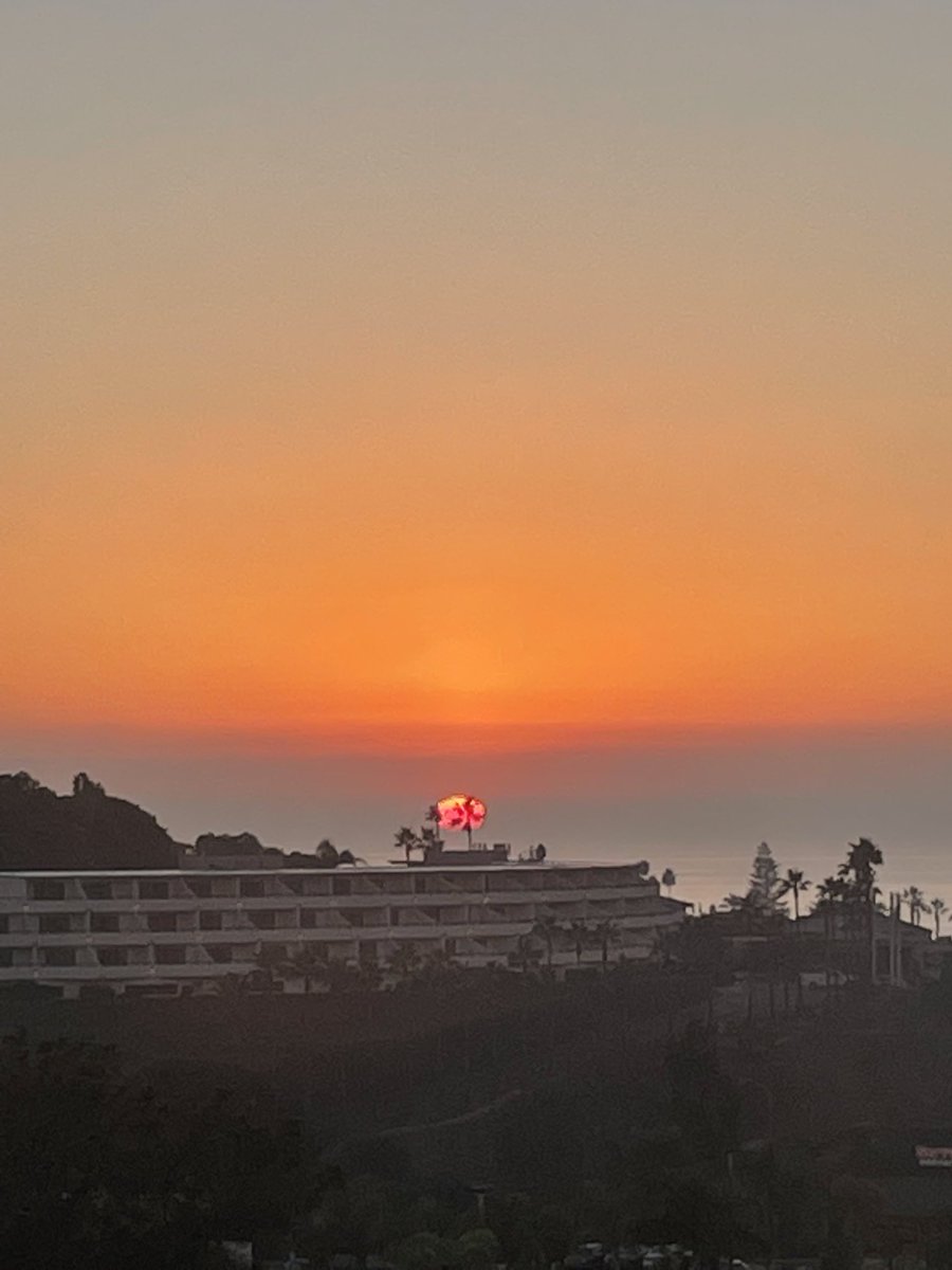 SousChefWic's tweet photo. Sooo cool the sunset behind the two palm trees tonight!! #moonlightbeach #encinitaslife https://t.co/tGcZ4TK4Fz