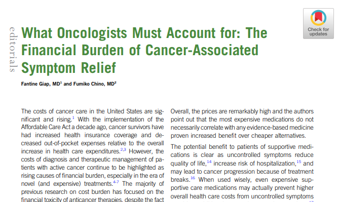 fumikochino's tweet photo. "If, on a blinded path to treat disease at all costs, we end up destroying patient’s lifesavings or leave them homeless, we have not fulfilled our duties to first, do no harm."
📰New w/ Dr @fantinegiap discussing the #financialToxicity of symptom control
https://t.co/x5Sygw7G8G https://t.co/IODtED6jiL