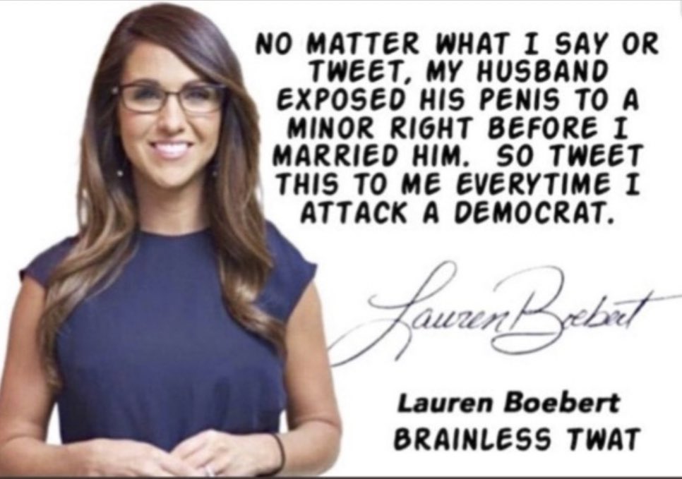 xmasboyvt's tweet photo. Hey twat, your husband expose himself lately?
@laurenboebert https://t.co/a5NVIknLgT