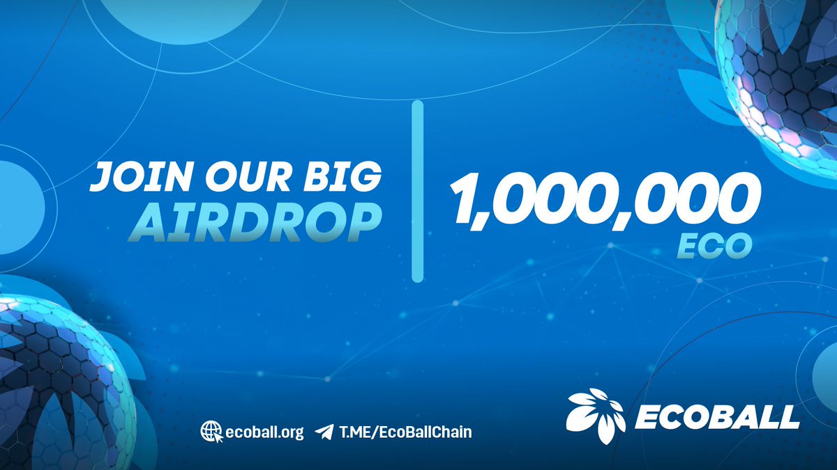 Due to the success of our airdrop we are doing a second round, we are going to open again a pool to make 1M #ECO available, don't miss this opportunity.

To participate, complete the tasks described in the link: gleam.io/1qEuS/ecoball-…

#EcoBall #Airdrop #Giveaway