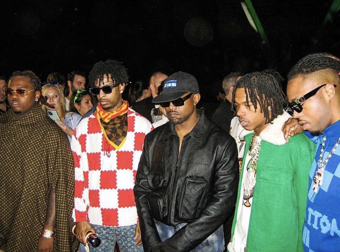 Rap Alert (Backup) on X: Gunna, 21 Savage, Kanye West, Lil Baby, and Metro  Boomin at the Spring/Summer 22' Louis Vuitton show in Miami.   / X