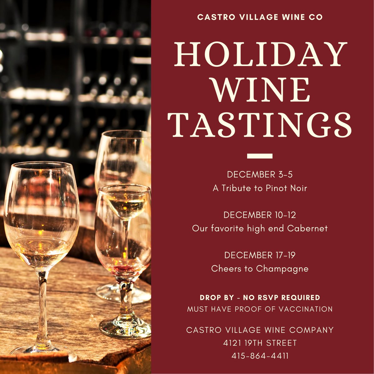 castrowine's tweet photo. So excited for the return of one of our favorite shop traditions - our holiday wine flights. We are splurging and opening up some special bottles. Drop by! https://t.co/6fpD8uDkxh