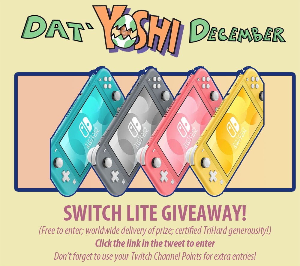 trihex's tweet photo. GIVEAWAY HYPE!

Giving away a Nintendo Switch Lite to a lucky TriHard! 

Follow 👉 @trihex (so I can congratulate you)
Follow 👉 @Tempo_Storm (they're pretty cool)

THEN click 👉 https://t.co/tORS71yuFd

Research indicates liking this tweet gives you 5% ʳⁱᵍ capability! 😏 https://t.co/m0g4SojGUi