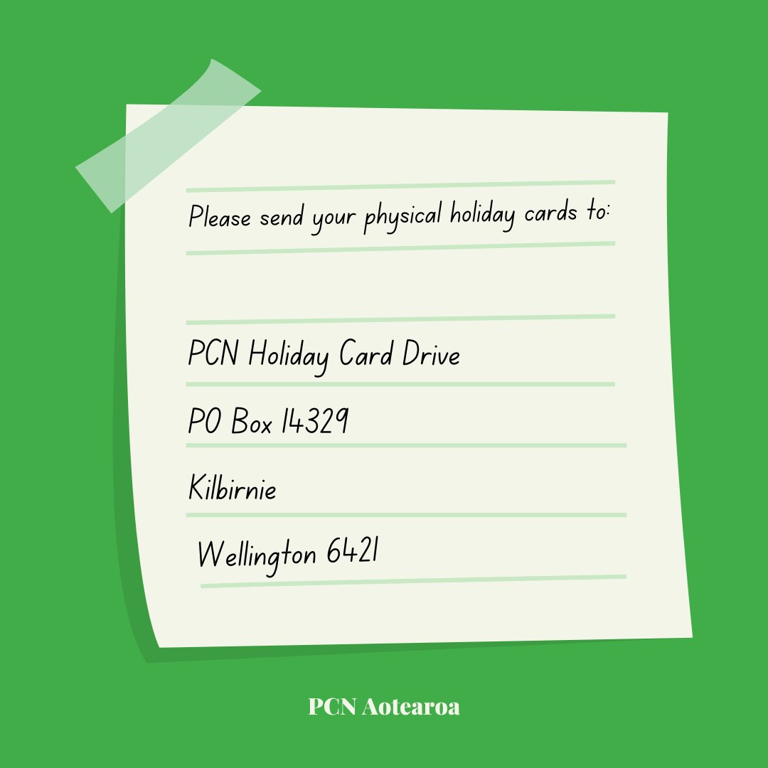pcnaotearoa's tweet image. This is a reminder that if you can't make it to our holiday card making bees but you still want to participate, please post your cards to PO Box 14329 Kilbirnie Wellington 6241. 

Please choose prisoners’ names, at random, to address your cards to here: docs.google.com/spreadsheets/d…