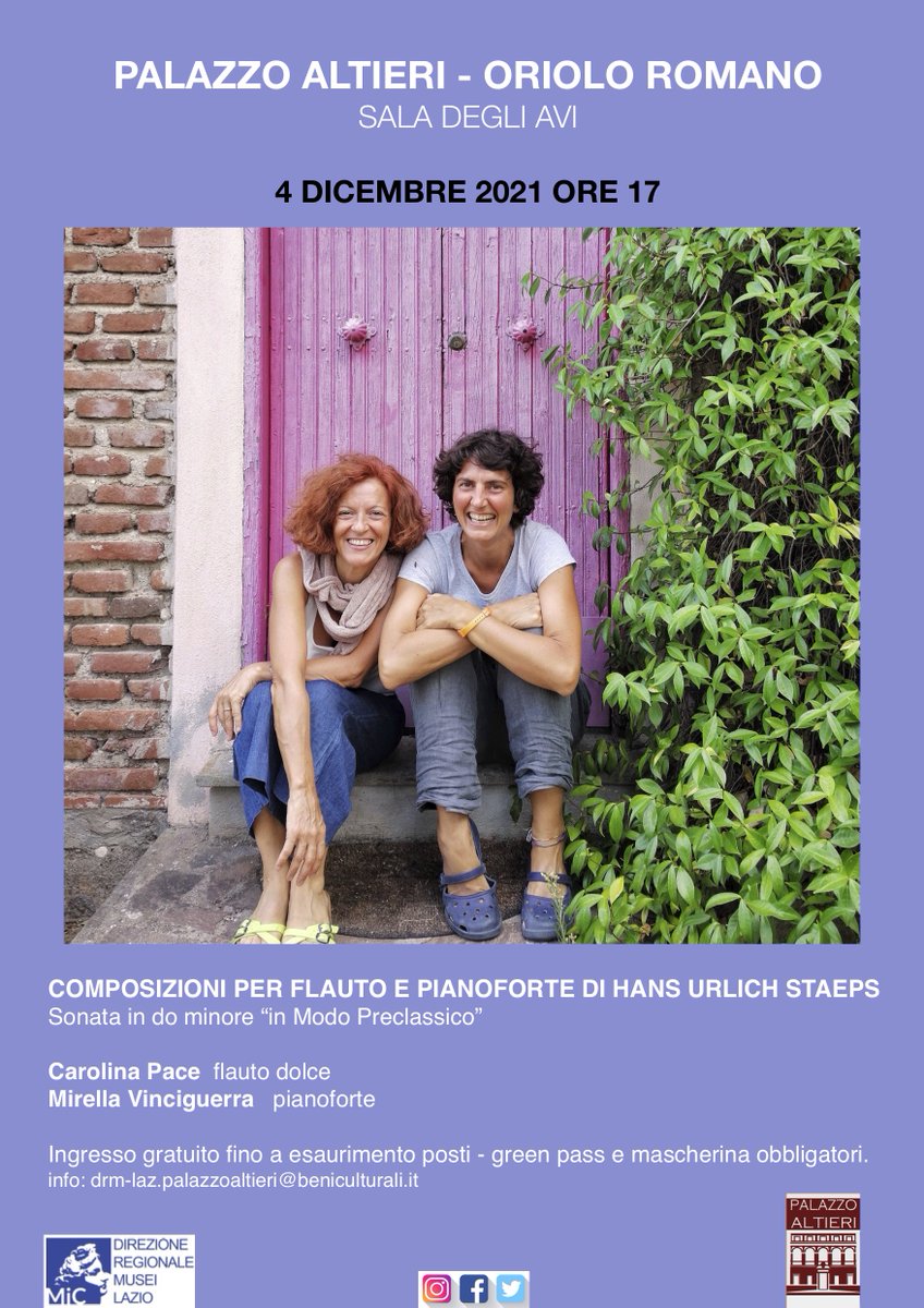 Si aprono con Hans Urlich Staeps i nostri concerti delle feste. Flauto e Pianoforte. Sabato 4 dicembre ore 17 - Sala degli Avi. 
#museitaliani #drmlazio #palazzoaltieri 🎹🎶🎹