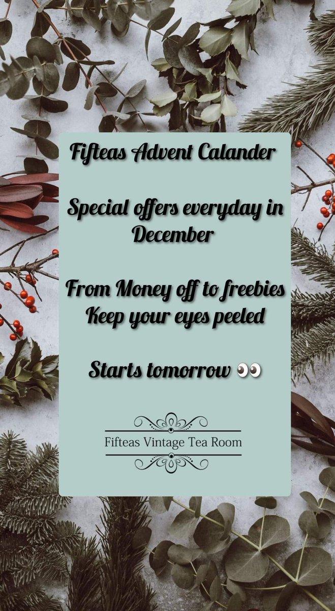 FifteasTearoom's tweet photo. I wonder what the first deal could be! 🔍

🎄🎅❄☃️ https://t.co/71wm8hYDyo