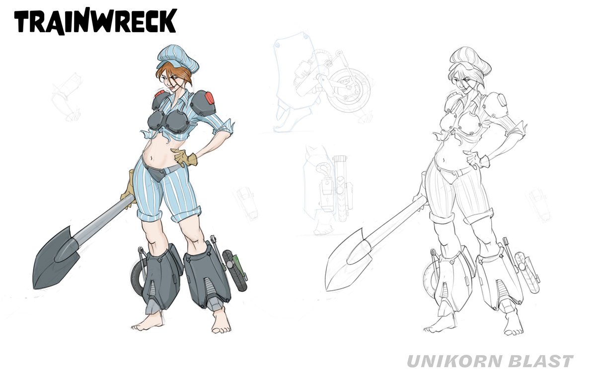 ochavez77's tweet photo. Trainwreck. Another character exploration for the Unikorn Blast Line-Up. Thank you, @tb_choi for the tips to improve this drawing.
#conceptart #charactersign #characterdesigner #scifi #mechriders #trainwreck #mechgirl #animation #lineup https://t.co/T3ddvKgS2X