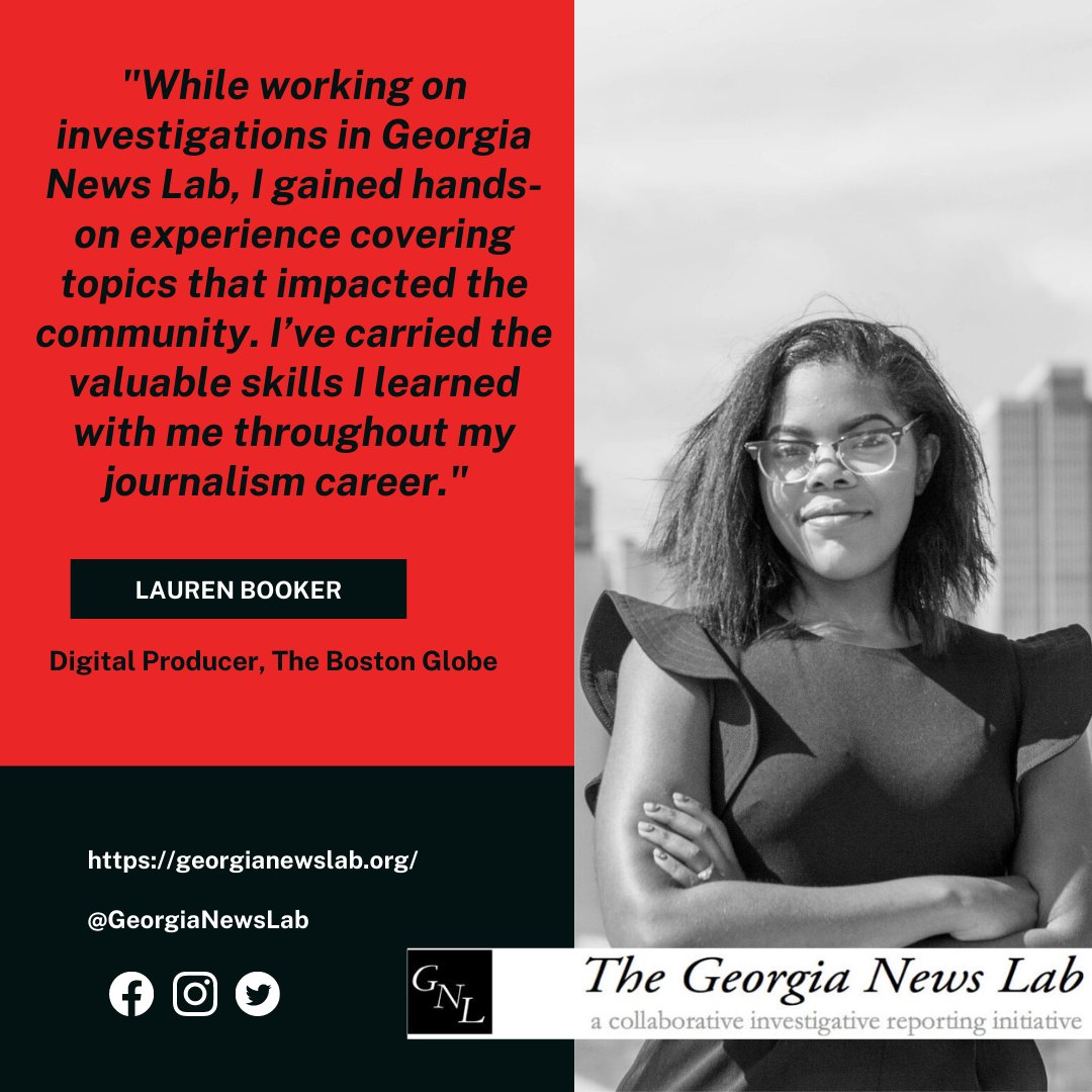 GeorgiaNewsLab's tweet photo. @laurendbooker is a @GeorgiaNewsLab alumn. Support other young journalists like her. Contributions are doubled by #NewsMatch, here: https://t.co/GMcDzbHIBc https://t.co/CUwjTWrXy5