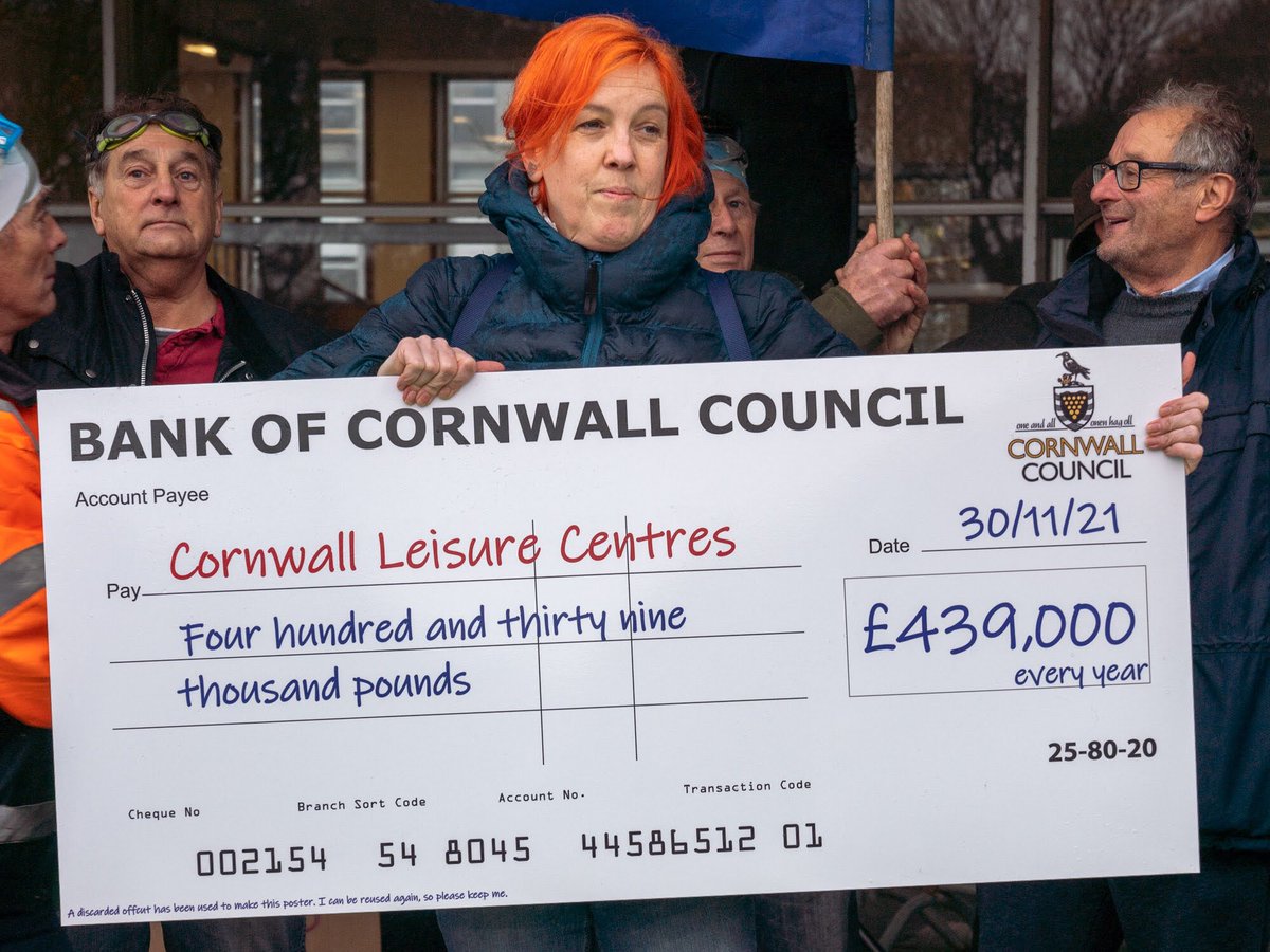 CornwallCAC's tweet photo. #SwimsNotFlights #SaveOurSwims Some of the activists pointing out that @CornwallCouncil is supporting flights to London for the same amount as it will cost to keep our swimming pools open. https://t.co/ufmKjq06V5