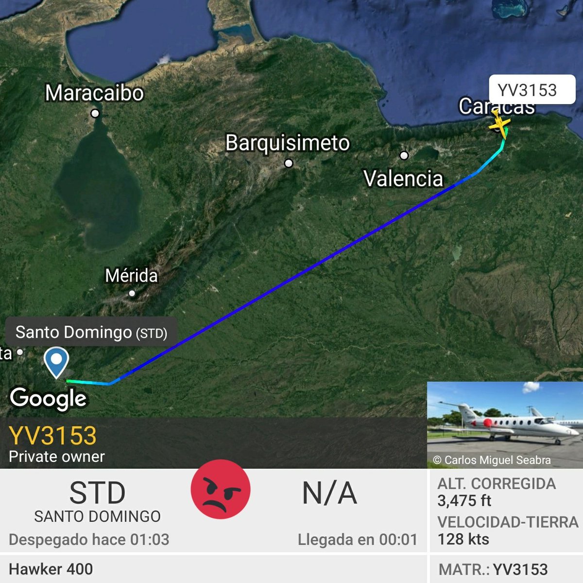 Arr3ch0's tweet photo. #YV3153 de Santo Domingo, Táchira. Directo a la Base Aérea Militar Generalísimo Francisco de Miranda, La Carlota, #Caracas https://t.co/kJltfyjA4O