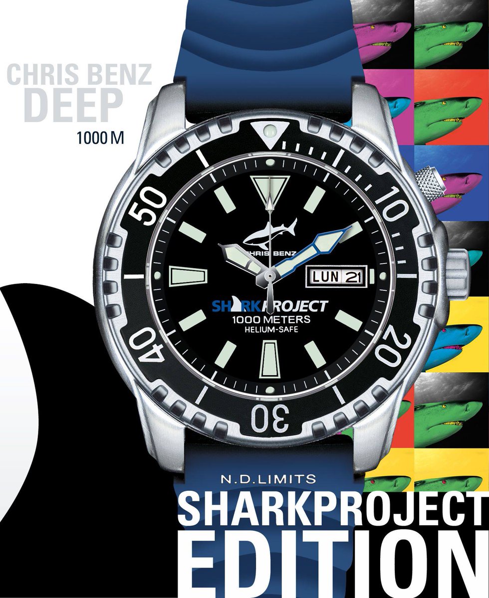 ChrisBenzWatch's tweet photo. Support #stopfinning with the CHRIS BENZ 'DEEP 1000M @sharkproject Edition' 🦈🦈🦈
Available at your local dealer https://t.co/mgICuI5CQ8 📌 and online https://t.co/wjTjaS6d5u 🛒
#chrisbenz #chrisbenzwatches #sharkproof #divewatch #sharkproject #savethesharks https://t.co/enkWLZQbdQ