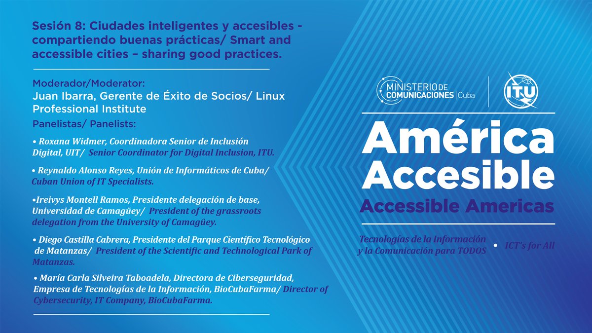 MINCOMCuba's tweet photo. Las ciudades inteligentes aprovechan las #TIC para mejorar el bienestar de los ciudadanos, la sostenibilidad y el desarrollo económico. Sobre las buenas prácticas en pos de lograr ciudades más accesibles se abordó en la tarde de hoy en #AmericaAccesible2021 https://t.co/h2YY9PnL4v