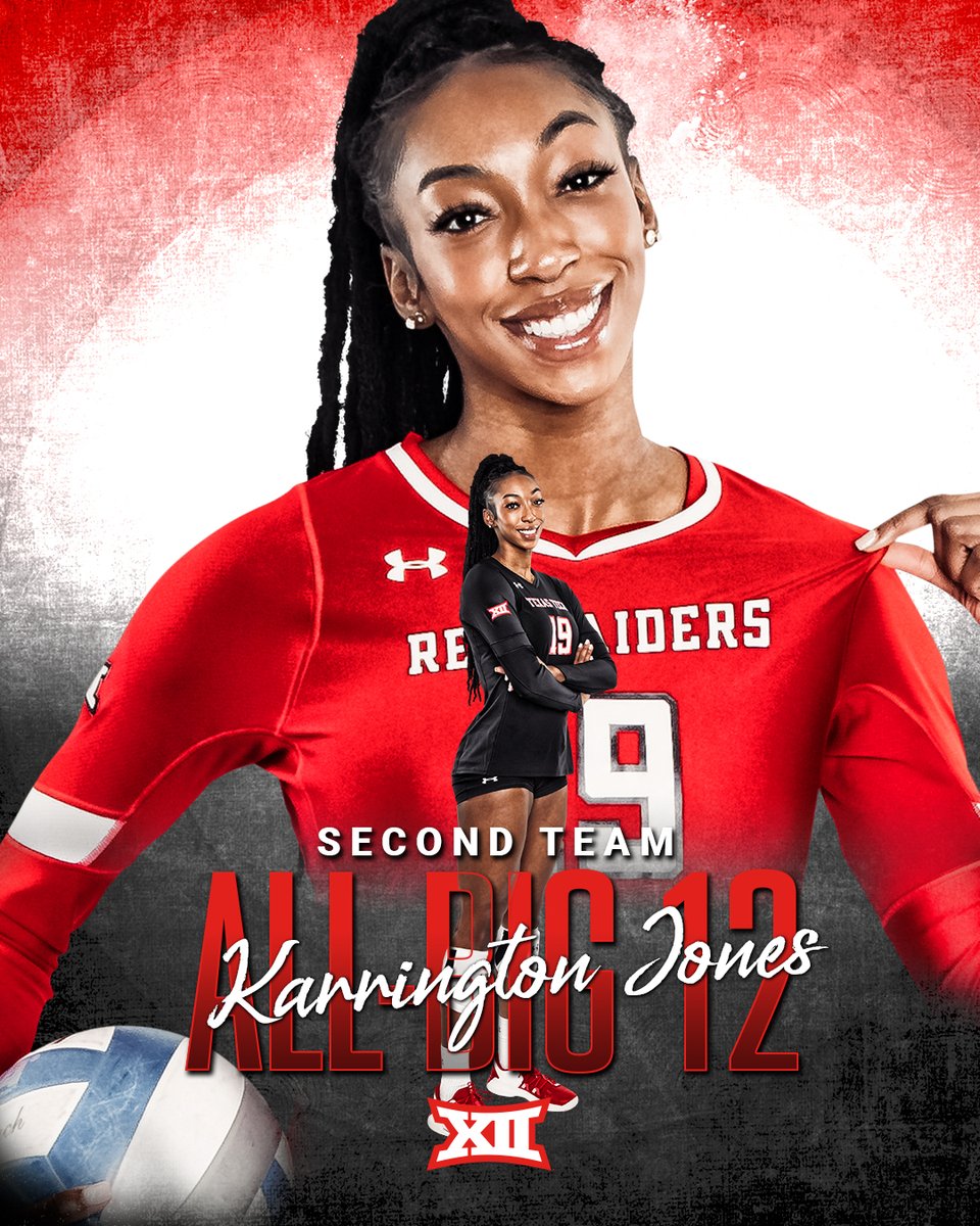 ⭐️ALL-BIG 12 SECOND TEAM⭐️

🏐 4th in the Big 12 in hitting % (.356)
🏐 2⃣1⃣1⃣ kills (2.09 k/s)
🏐 8⃣1⃣ blocks

🥈 <a href="/joonees__/">Karrington</a>
