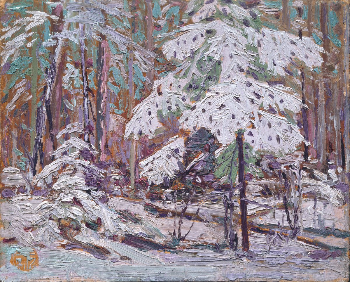 mcacgallery's tweet photo. If it’s been snowing as much where you are as it has been here in Kleinburg, you might find this gorgeous Thomson painting fitting. While the work depicts a winter wonderland, we are drawn to the pastels. Do you think Thomson painted the colours as he saw them? https://t.co/7PFFrmmo2L