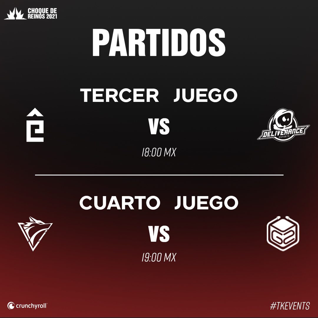 TKeventsgg's tweet image. MATCH DAY 🛡 | #CDR 

Segunda fecha de Choque de Reinos 🚨

@Skullcrackerec 🆚 @Atomicggmx | 16:00 

@BravesRising 🆚 @descuydadogg | 17:00

@peek_gaming 🆚 @Deliverancesprt | 18:00

@ArcticGamingMX 🆚 @GeeksideEsports | 19:00

#TKEVENTS 👑 @crunchyroll_la