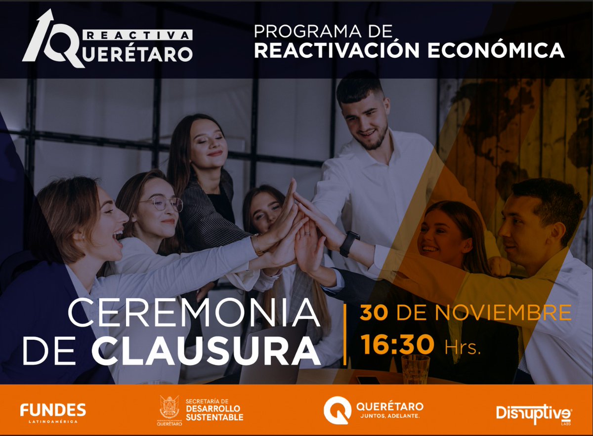 marisolrumayor's tweet photo. En unas horas estaré en #Querétaro para platicarles sobre #PensamientoExponencial a las #Pymes del estado.
Hoy clausuramos el Programa #ReactivaQuerétaro que llevamos a cabo desde @disruptivelabs_ junto con @FundesLatam y @SEDESUQro.
¡Allá nos vemos! #disruption #BeExponential https://t.co/Q0bWUqPxJF