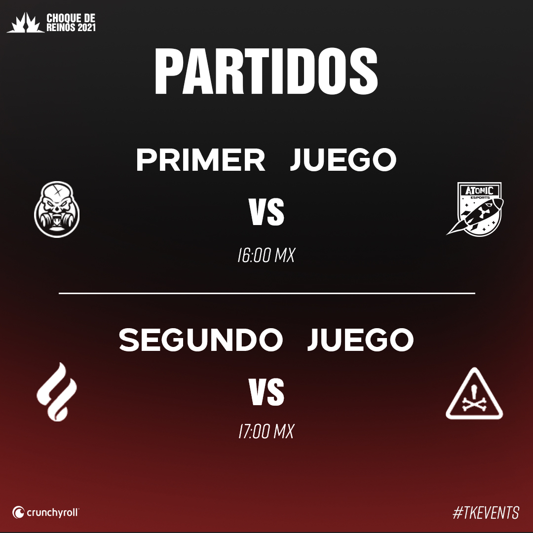 TKeventsgg's tweet image. MATCH DAY 🛡 | #CDR 

Segunda fecha de Choque de Reinos 🚨

@Skullcrackerec 🆚 @Atomicggmx | 16:00 

@BravesRising 🆚 @descuydadogg | 17:00

@peek_gaming 🆚 @Deliverancesprt | 18:00

@ArcticGamingMX 🆚 @GeeksideEsports | 19:00

#TKEVENTS 👑 @crunchyroll_la
