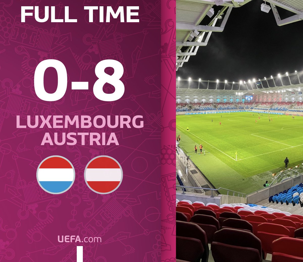 flf_lu's tweet photo. 🇱🇺 - 🇦🇹
Lëtzebuerg verléiert mat 0-8 géint Éisträich.
#RoudeLéiwHuelSe #LUXAUT https://t.co/o9EmRDKaNJ