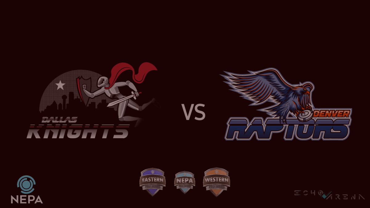 Tomorrow it's east vs west as <a href="/Dalknightsvr/">Dallas Knights</a> go head to head with <a href="/Denraptors/">Denver Raptors</a> in the @EsportNepa ProSeries.

The Knights go live 7pm cst on @theNEPAtv
twitch.tv/thenepatv

#NEPAvr #NEPAtv #echovr #Dallas #Knights #ProSeries