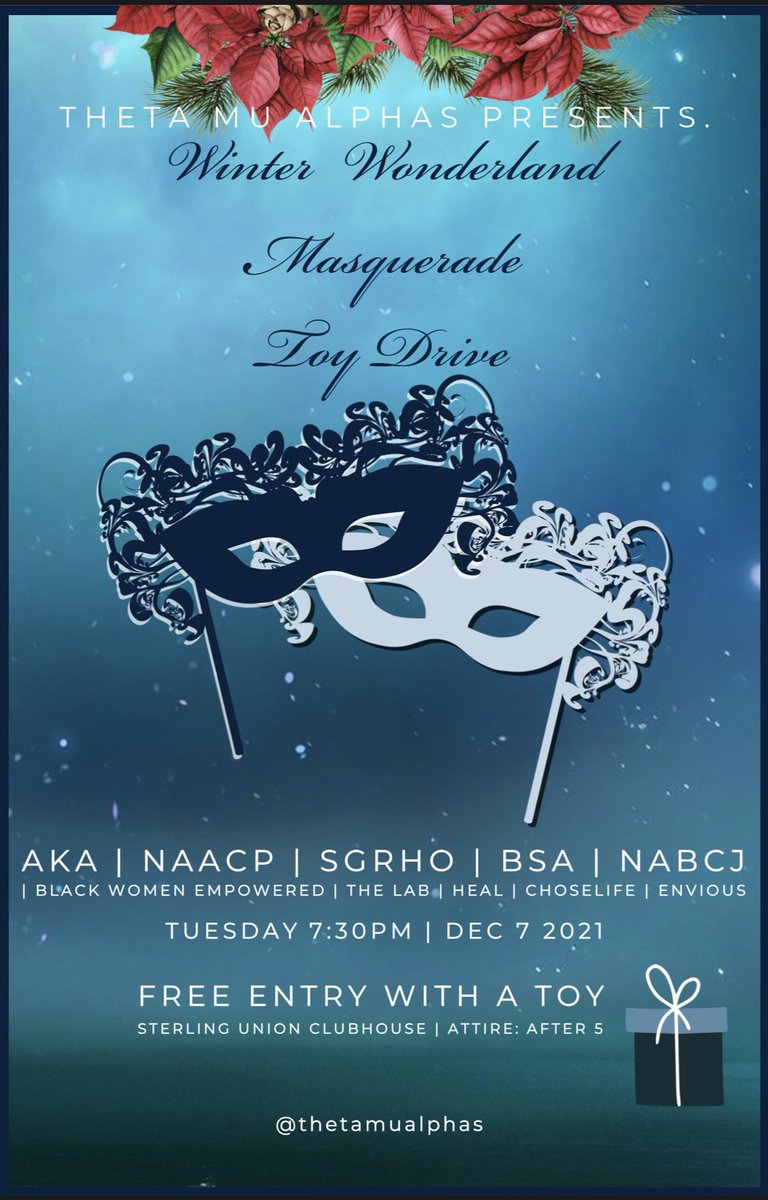 BWESHSU's tweet photo. ❄️Walking in a winter wonderland!!❄️

@ThetaMuAlphas are hosting a toy drive! Please make sure to come out, donate, and have a great time!!🤍 https://t.co/PDRZf9iZGJ
