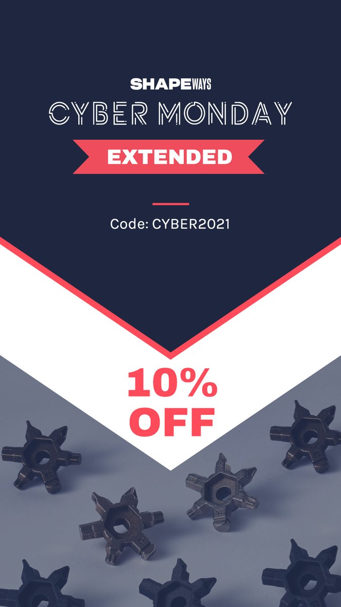 shapeways's tweet photo. Start saving on your #3Dprinting project today! Upload and save now at https://t.co/zzKz8NAONZ.⭐ Use code CYBER2021 ⭐
#metal3Dprinting #design #printondemand #3Dservices #3Dprintingsoftware #cybermonday https://t.co/GRzoykPJAM
