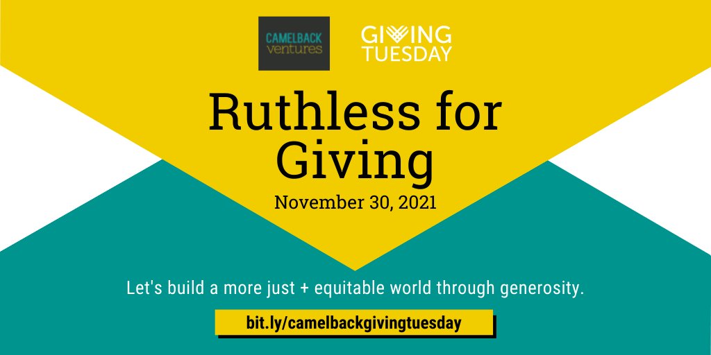camelbackorg's tweet photo. There's still time to be #RuthlessforGiving! Join us in supporting undervalued entrepreneurs who are creating positive change. Remember, when we are #RuthlessForGood together, we can do extraordinary things. Donate now and join the #GivingTuesday movement! https://t.co/qkJ3W8i6hZ https://t.co/5jcDcrLnaa