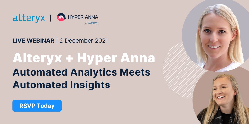hyperanna_AI's tweet image. Last chance to register! 🚀🚀

See the simplest end-to-end analytics solution in real time, and discover how it unlocks value across the organisation 👉  bit.ly/3FlxCAu

Event Details 
📆: Thursday, 2 December 
🕕: 11:30am SGT | 2:30pm AEDT

#HyperAnnaByAlteryx