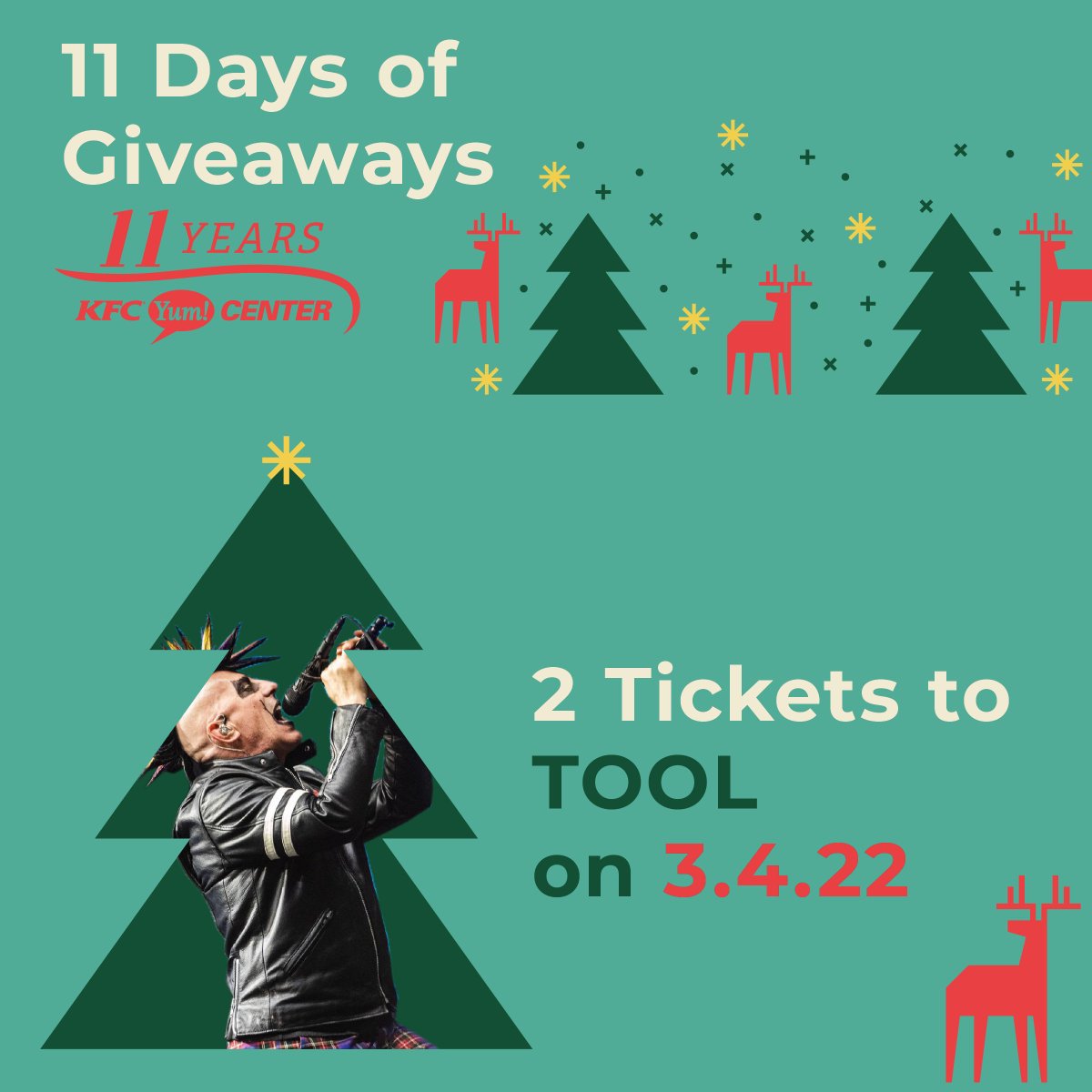 kfc_yumcenter's tweet photo. Day #3 of #11DaysofGiveaways from the #KFCYumCenter!
Sign up to win 2 tickets to see Tool March 4th!
➡ https://t.co/mYrk48zjv0 https://t.co/WFkOPMoN0s