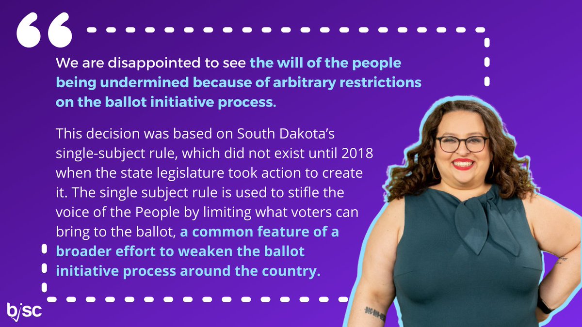BallotStrategy's tweet image. 🚨 ALERT: South Dakota's Supreme Court rules against South Dakotans. 🚨

After gaining the support of 54% of South Dakota’s voters in 2020, South Dakota's Supreme Court voted to nullify the state measure that would have legalized recreational cannabis use.

#DefendDirectDemocracy