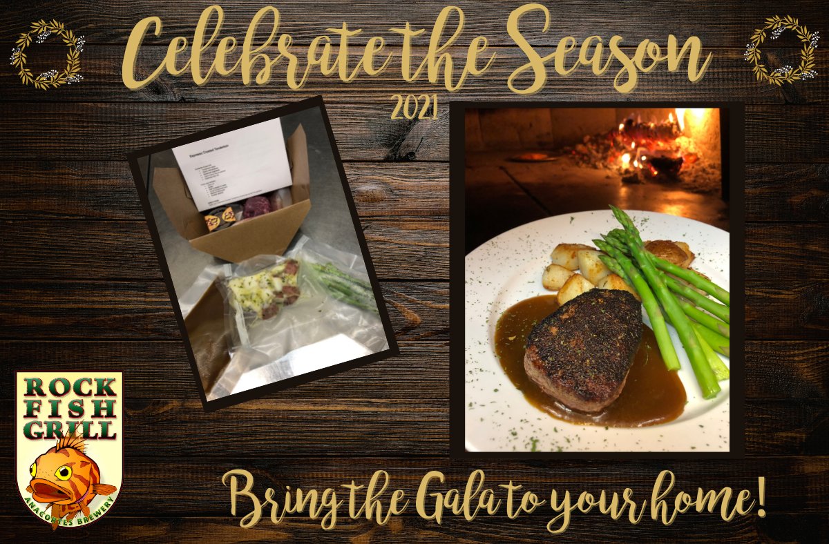 Order one of our make at home meal kits by 5PM 12/1 &amp; enjoy Anacortes Schools Foundation's  #CelebrateTheSeason fundraiser on 12/4 from the comfort of your home: Espresso Crusted Beef Tenderloin, Prosciutto Wrapped Salmon, Buffalo Chicken Penne, Smoked Salmon Penne, Etouffee!