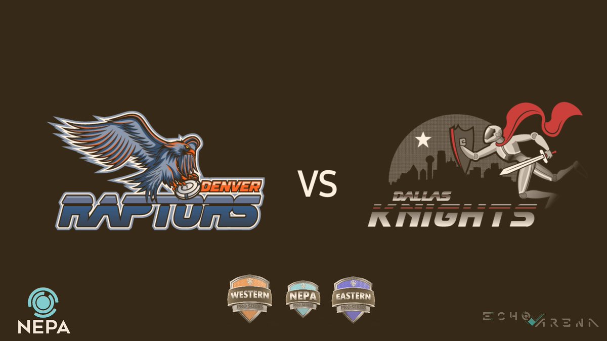 Tomorrow it's west vs east as <a href="/Denraptors/">Denver Raptors</a> go head to head with <a href="/Dalknightsvr/">Dallas Knights</a> in the @EsportNepa ProSeries.

The raptors go live 7pm cst on @theNEPAtv 
twitch.tv/thenepatv

#NEPAvr #NEPAtv #echovr #Denver #Raptors #ProSeries