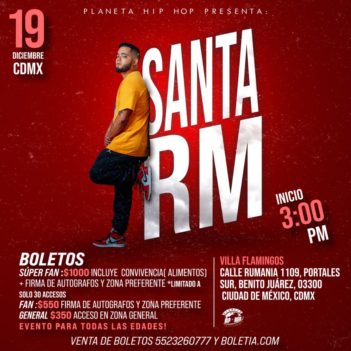 SantaRM_Oficial's tweet photo. 🔥SANTA RM CONCIERTO CDMX🔥

Nos vemos este Domingo 19 en CDMX en Villa Flamingos

@PlanetaHipHopMX Presenta 
#KrakenTeam https://t.co/5DD1Jrx6iL