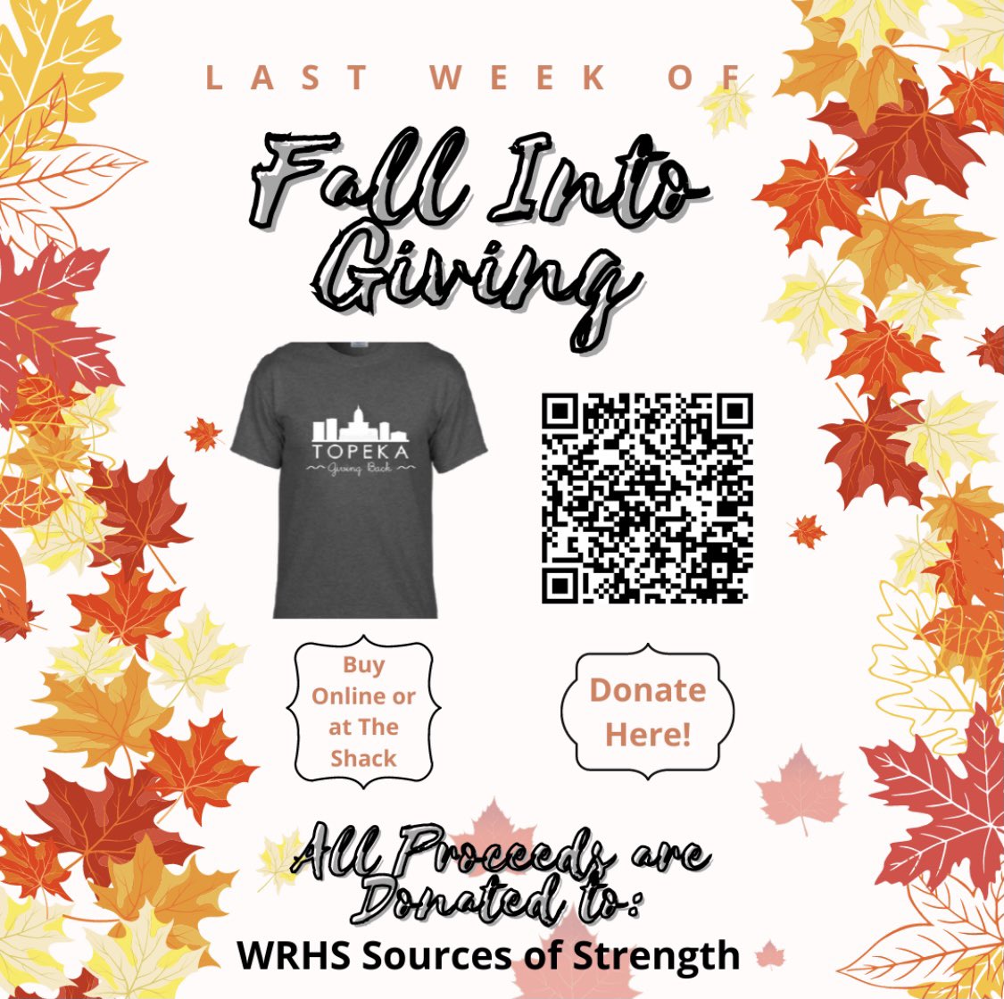 This week is the last week to donate to the Shack’s Fall Into Giving fundraiser. Any donation would be very much appreciated! All donations are due by Friday, December 3rd!